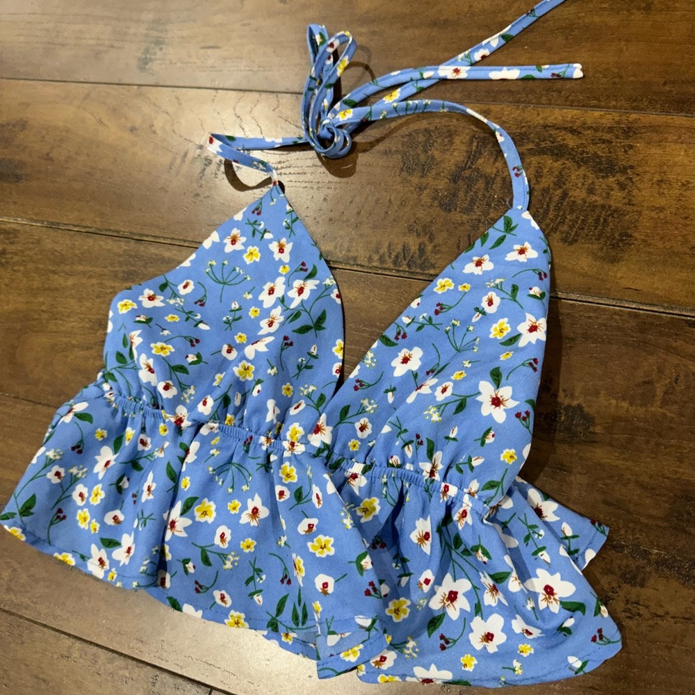 Floral Blue Halter Top